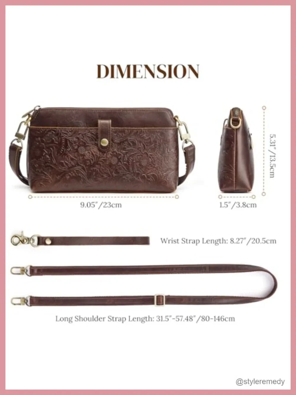 Full Grain Leather Crossbody Purse RFID Blocking Cell Phone Wallet Detachable
